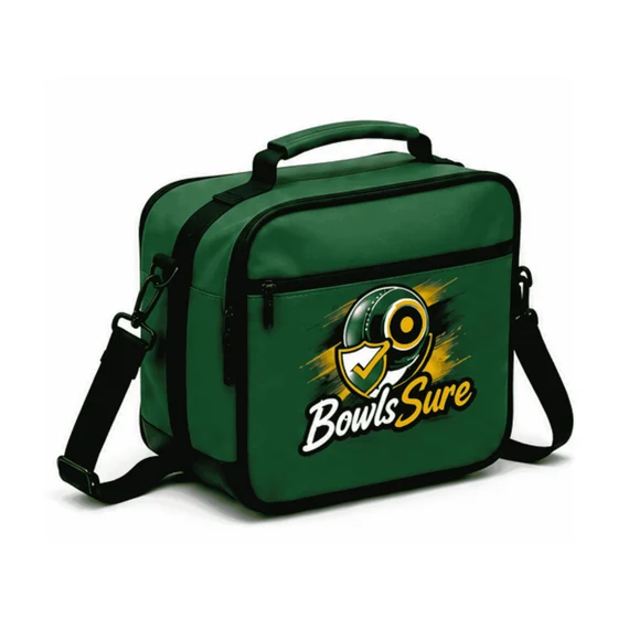 A BowlsSure branded bowls carrying bag
